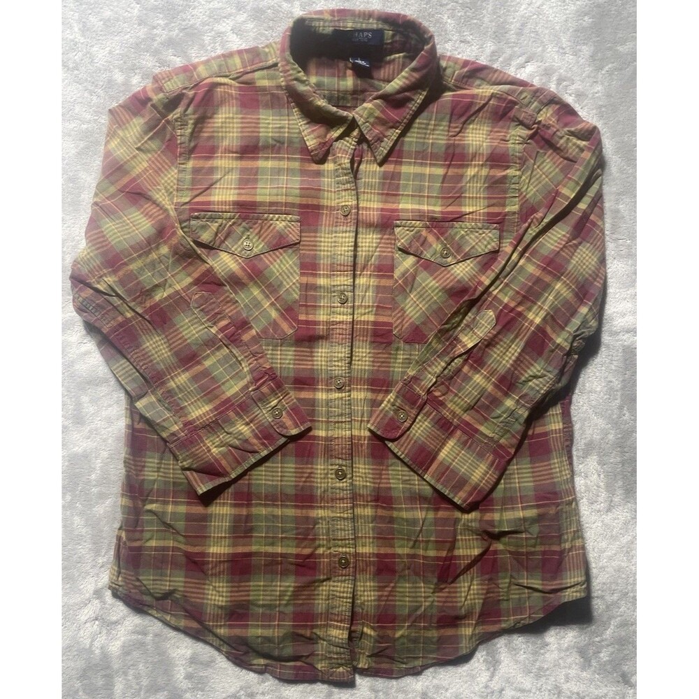 Vintage Chaps Women’s Large Plaid Coastal Cowgirl Old Money Cottagecore Cotton